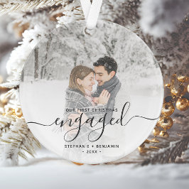 Ornamento Foto Personalizada Primeiro Natal Noiva Cinza Scri