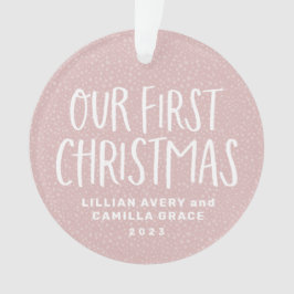 Ornamento Foto personalizada rosa fofinha de Natal gêmea