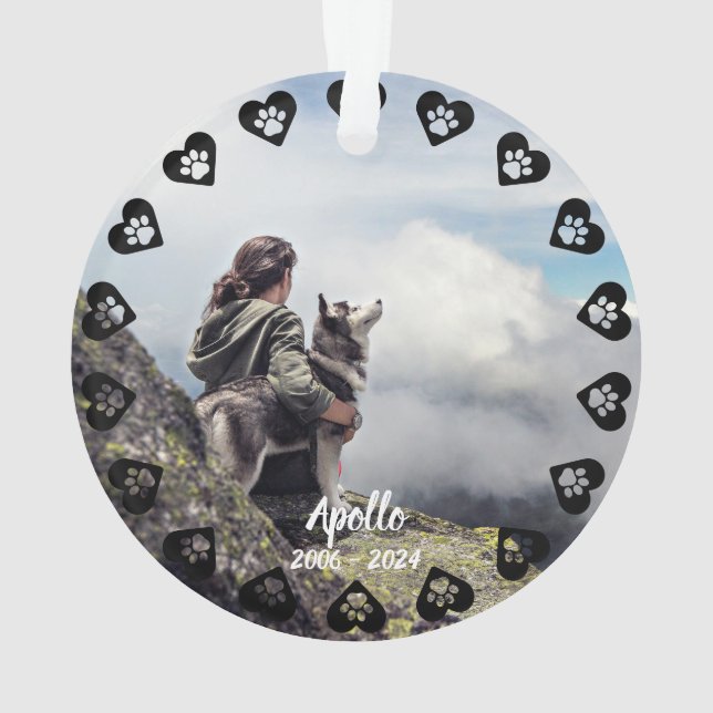 Ornamento Foto personalizável Memorial Pet do Amor (Verso)