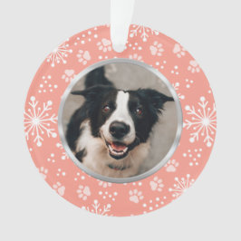 Ornamento Foto Pet Pet Pet Pink Snowflake
