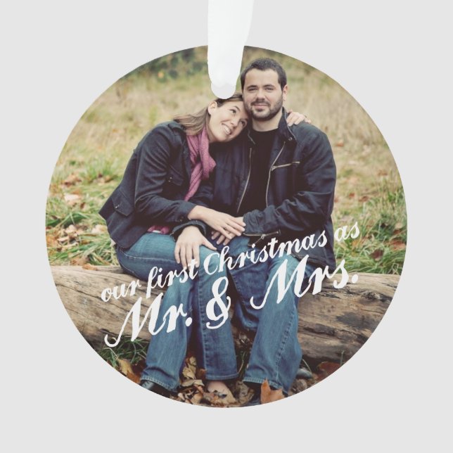 Ornamento Foto Primeiro Natal Sr. & Sra. Ornament (Frente)