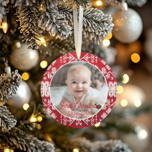 Ornamento Foto Primeiro Padrão Clássico De Natal