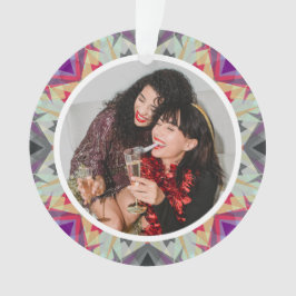 Ornamento Foto roxa personalizada da Cinza de Natal nas Estr