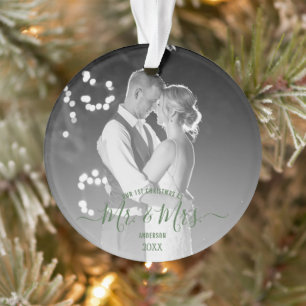 Ornamento Foto simples do primeiro Natal do Newlyweds