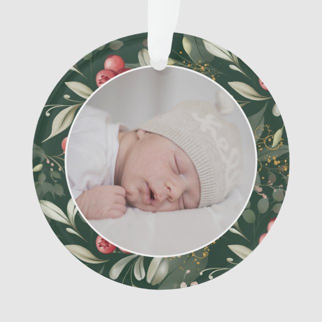 Ornamento Foto tradicional do Natal com Berries (Frente)