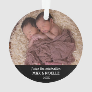 Ornamento Foto Twin Baby Primeiro Natal