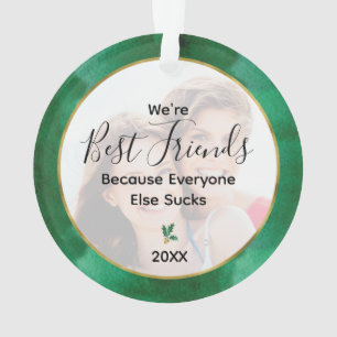 Ornamento Foto verde dos melhores amigos Dourada