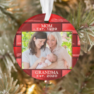 Ornamento Foto Vermelha Glitter Nova Avó Est. Natal