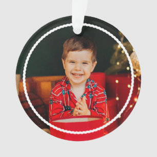 Ornamento Foto vermelha personalizada, simples, contorno de 