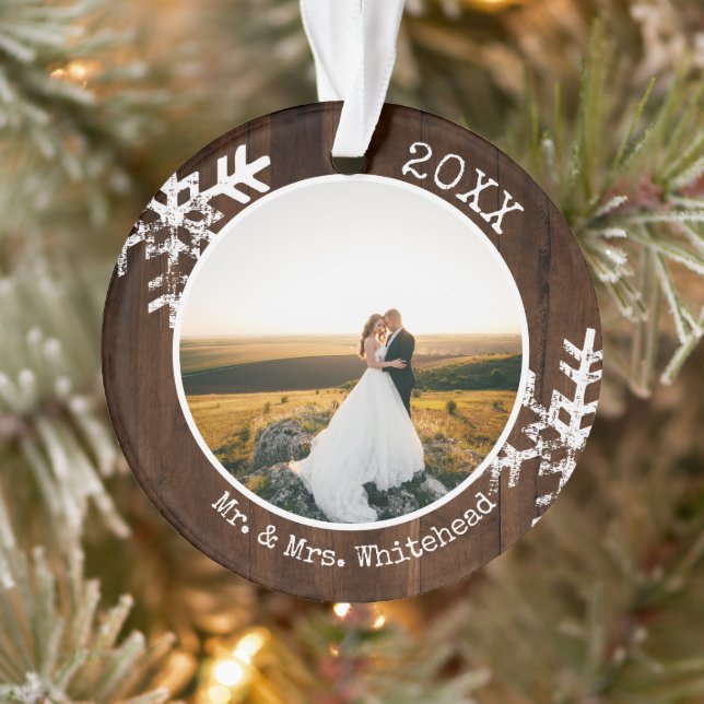 Ornamento Fotografia de Casamento Rústico no Natal (Árvore)