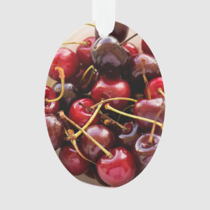 Ornamento Fotografia de Cerejas Vermelhas Frescas em uma Tig