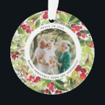 Ornamento Fotografia verde e vermelha festiva botânica moder<br><div class="desc">design de botânica moderna,  vermelha e verde</div>