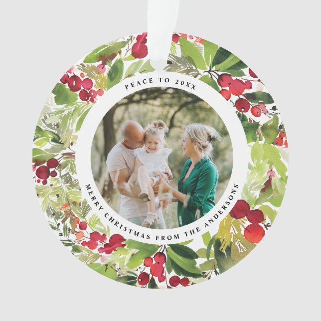 Ornamento Fotografia verde e vermelha festiva botânica moder (Frente)