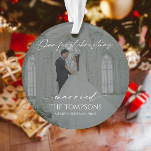 Ornamento Fotográfico Casado no Primeiro Natal Mod