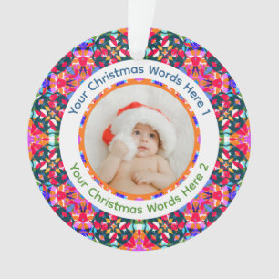 Ornamento Fotos Personalizadas Feliz Natal Moderno Colorido