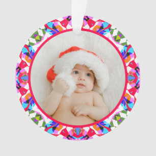 Ornamento Fotos Personalizadas Feliz Natal Moderno Colorido