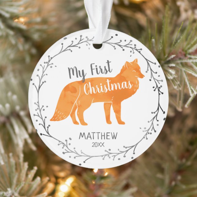 Ornamento Fox Baby Personalizado Primeiro Natal (Árvore)