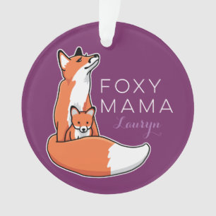 Ornamento Foxy Fox Mama com Baby, Personalizada