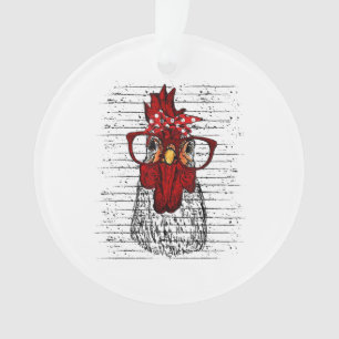 Ornamento Frango com bandana e óculos fofo