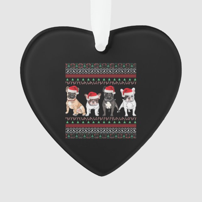Ornamento French Bulldog Ugly Christmas Sweater Essential T- (Frente)