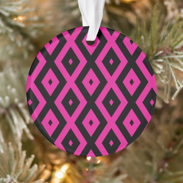 Ornamento Fuchsia e padrão de diamante preto (Árvore)