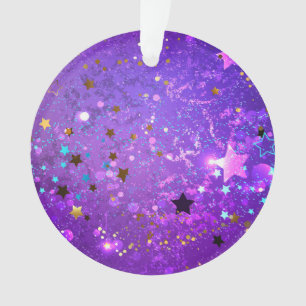 Ornamento Fundo de folhas roxas com estrelas