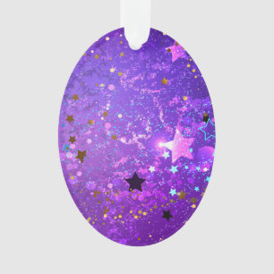 Ornamento Fundo de folhas roxas com estrelas