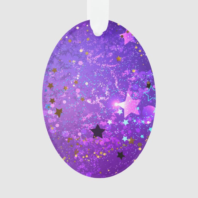 Ornamento Fundo de folhas roxas com estrelas (Frente)