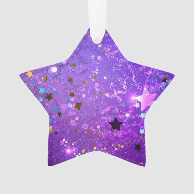 Ornamento Fundo de folhas roxas com estrelas (Frente)