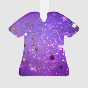 Ornamento Fundo de papel alumínio roxo com estrelas