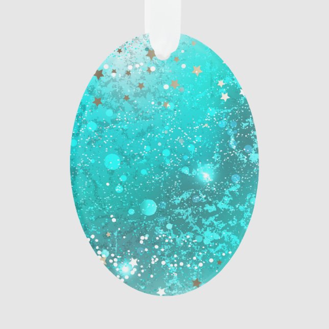 Ornamento Fundo do Mint Turquoise Foil (Frente)