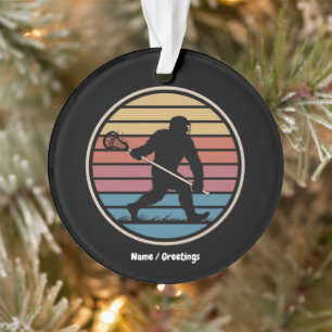 Ornamento Funny Bigfoot Sasquatch Lacrosse Vintage Sunset