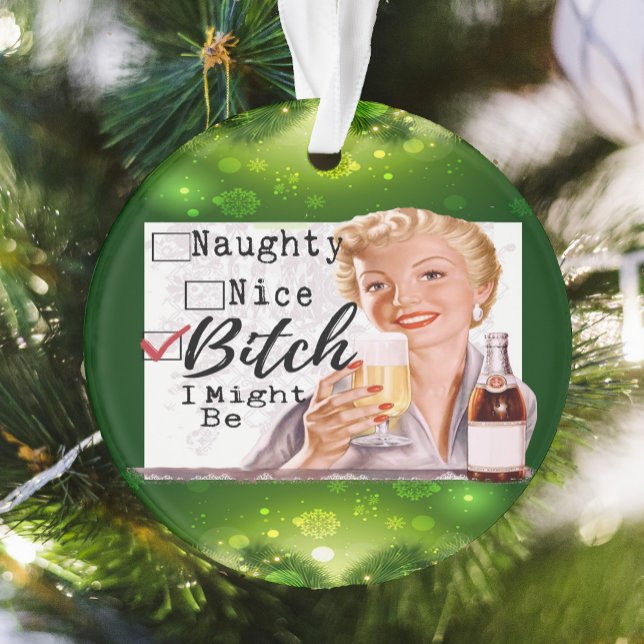 Ornamento Funny Christmas Ornament Retro Best Friend Naughty (Criador carregado)
