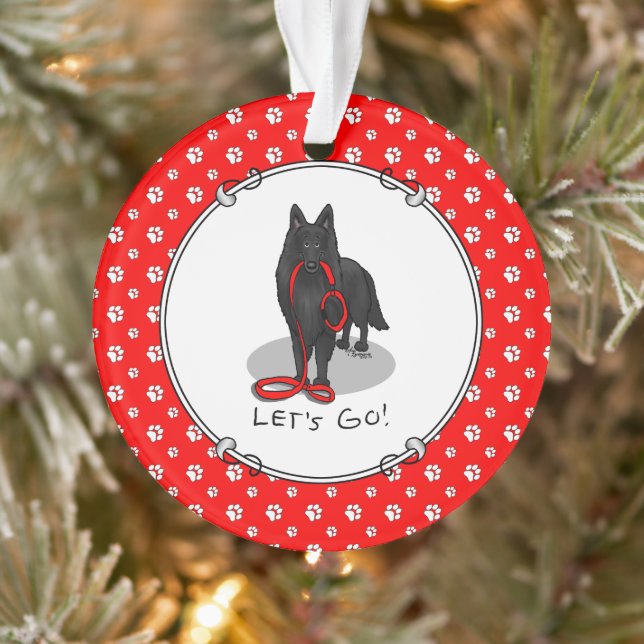 Ornamento Funny Let's Go! Walk Belgian Sheepdog (black 1) (Árvore)