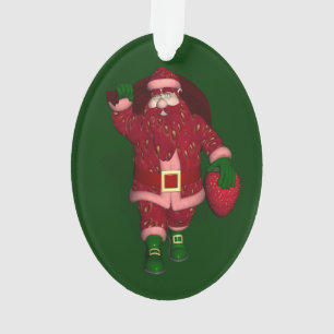 Ornamento Funny Santa Claus Strawberry Farmer