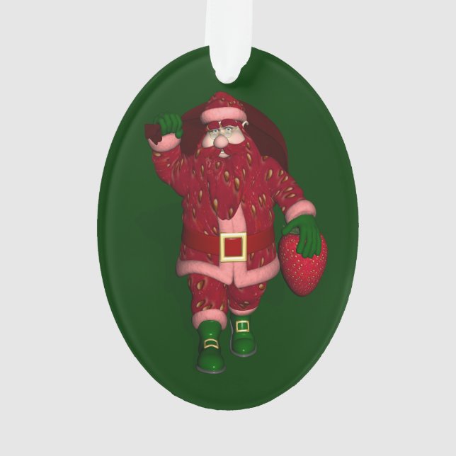 Ornamento Funny Santa Claus Strawberry Farmer (Verso)
