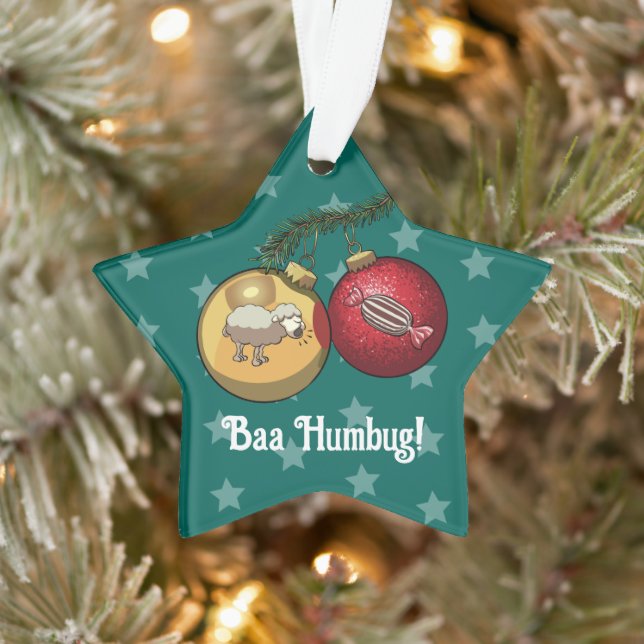 Ornamento Funny Sheep Christmas Candy Baa Humbug Cartoon (Árvore)