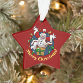 Ornamento Funny Snowman Merry Christmas Surprise Cartoon