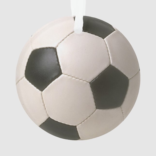 Ornamento futebol branco preto de 3D Soccerball (Verso)