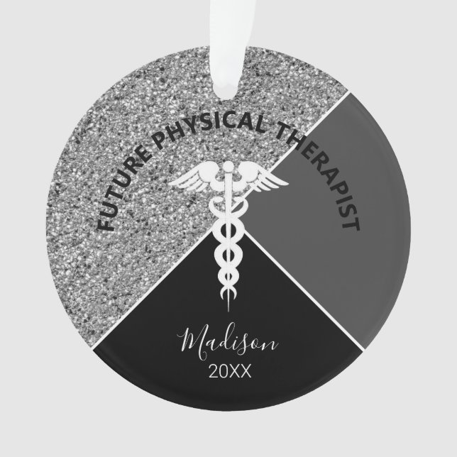 Ornamento Futuro Monograma de Prata Médica Terapêutica (Frente)