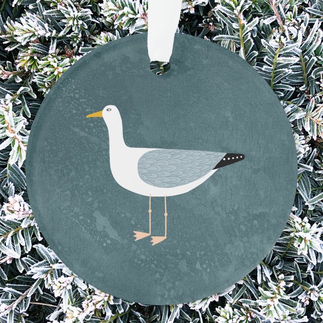 Ornamento Gaivota (Seagull fun nautical  ceramic Christmas ornament)
