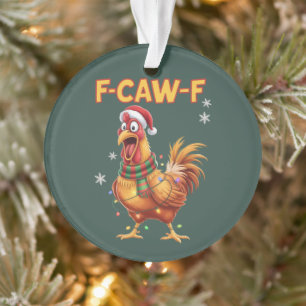 Ornamento Galinha de Natal Grita Galo F Caw F Divertido 