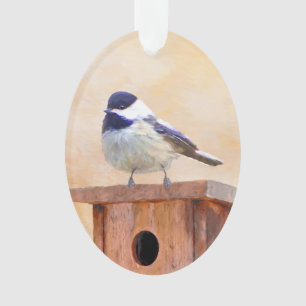 Ornamento Galinha em Birdhouse Pintura Original de Pássaros
