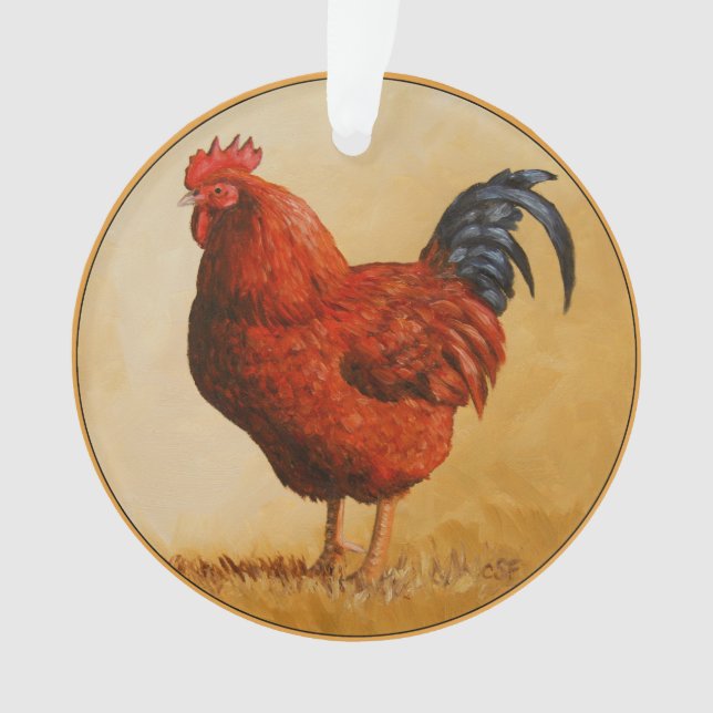 Ornamento Galinha Rhode Island Red Rooster (Frente)