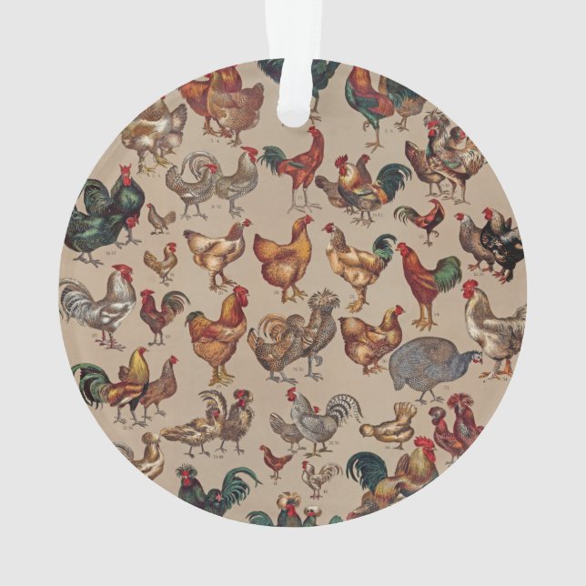 Ornamento Galo Galinha-Fazenda Animal (Verso)