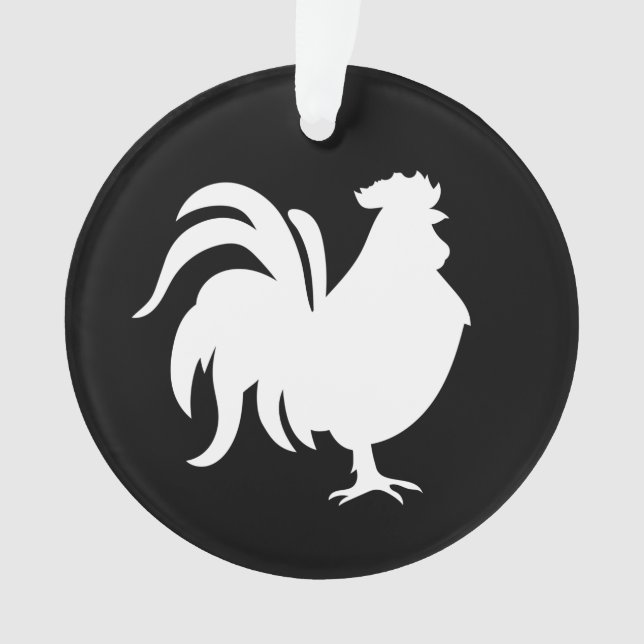 Ornamento Galo sortudo branco fofo minimalista     (Frente)