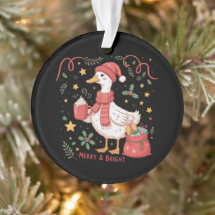 Ornamento Ganso de Natal Combinando Fofos Patos Engraçados d