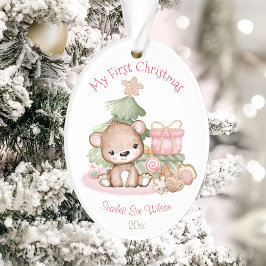 Ornamento Garota Cute Baby Primeiro Ornament Acrílico