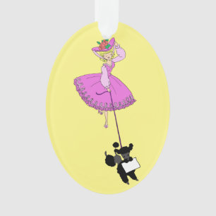 Ornamento Garota Rosa Rosa Vestido Preto Cartoon original