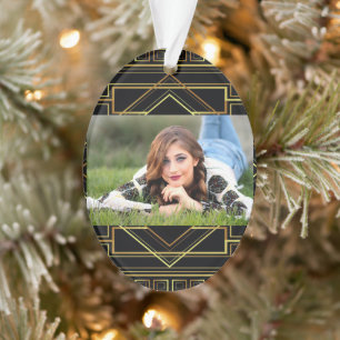 Ornamento gatby black and gold geométrico